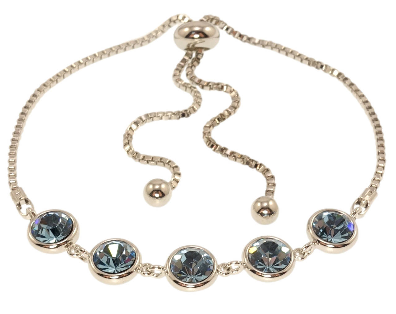 

Браслет Xuping Родий с кр-ми Swarovski "Цепочка с дорожкой кристаллов Aqvamarine, ø 7мм" на бегунке 12-24см х