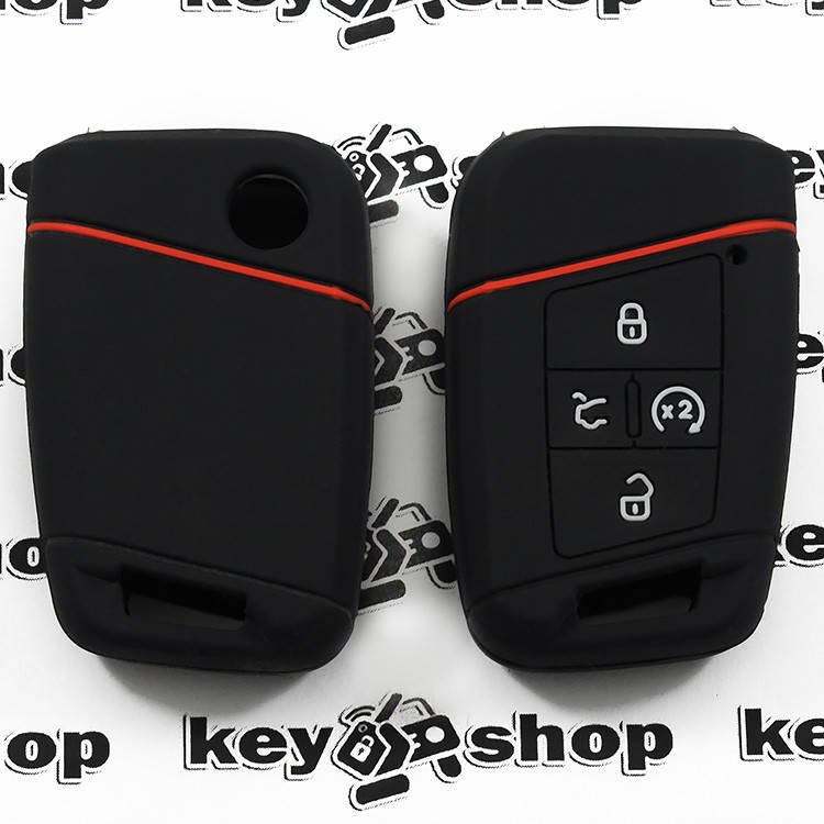 

Чехол (черный, силиконовый) для смарт ключа Volkswagen (Фольксваген) 4 кнопки