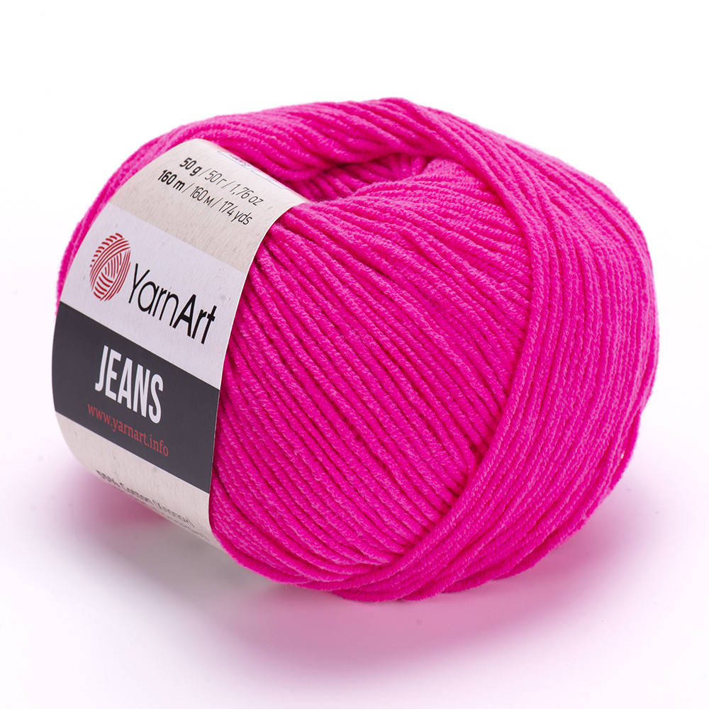 

Yarnart Jeans (ЯрнАрт Джинс) № 59 ярко-розовый (Пряжа полухлопок, нитки для вязания)