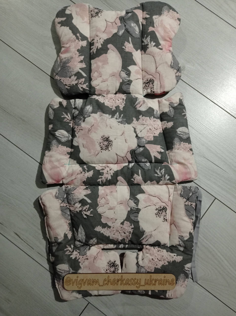 

Матрасик в коляску универсальный двохсторонний бабочка на хлопкопоне летний синтепоне зимний, Черный