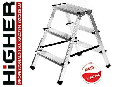 

Двухсторонняя алюминиевая лестница Higher 2x3 3-ступнева 2.62м Польша