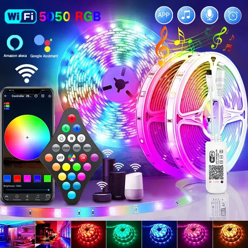 

Wi-Fi Светодиодная лента 10 метров (10м) | LED 5050 | Гирлянда