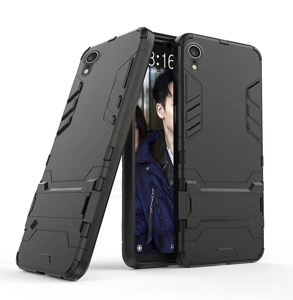 

PC + TPU чехол Metal armor для iPhone XR (6 цветов) чёрный