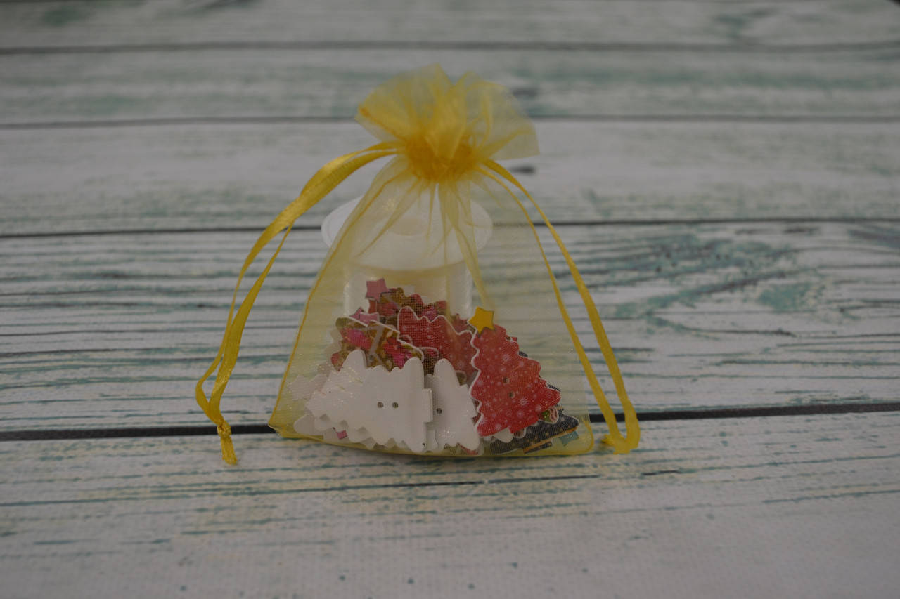 

Мешочек из органзы, 12х8см, цвет-горчичный