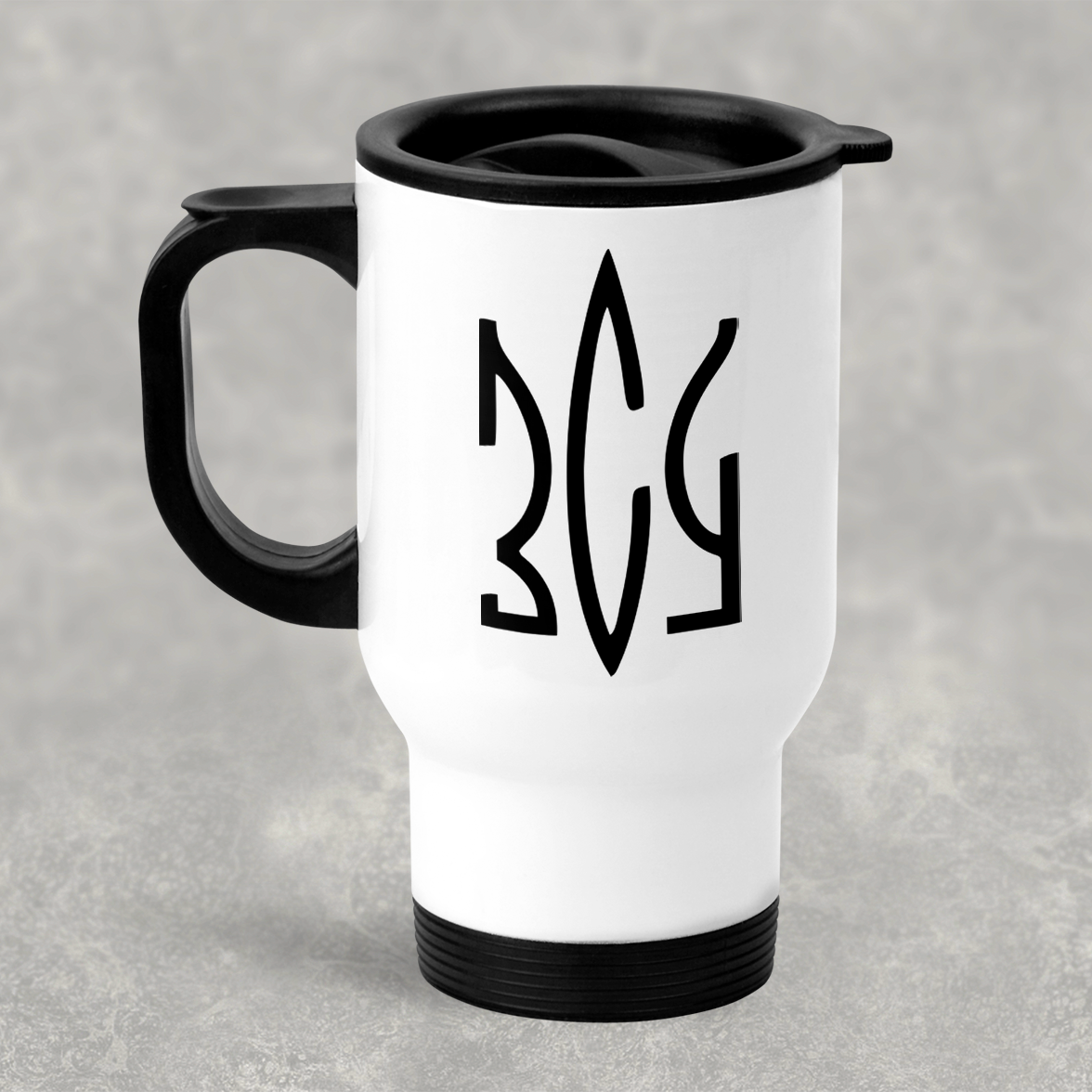 

Автомобильная термокружка ЗСУ, металлическая 450 мл, белая, Белый