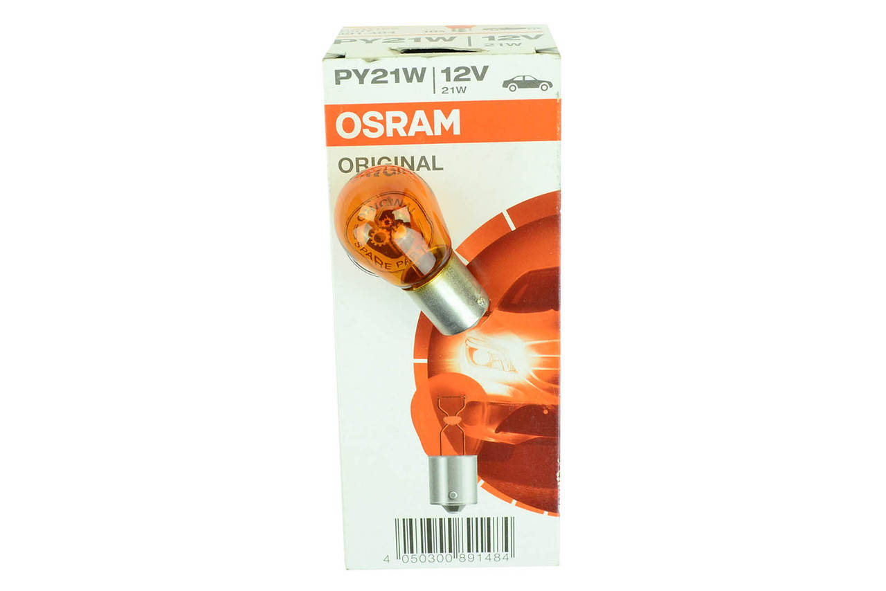

Лампа накаливания 12v PY21W BAU15s одноконтактная оранжевая смещенный центр OSRAM