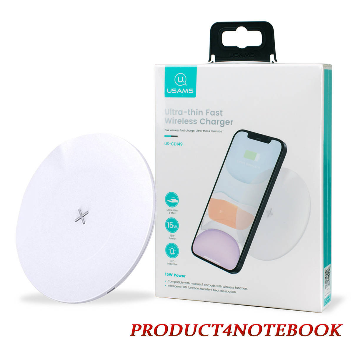 

Беспроводное зарядное устройство Usams US-CD149 Ultra-thin Fast Wireless Charger 15W White