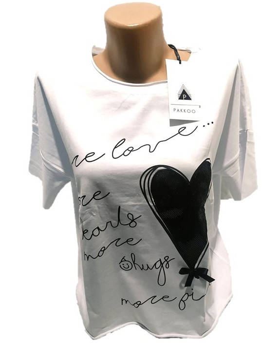 

Футболка женская с сердцем и надписями белая размеры 42-48, Белый