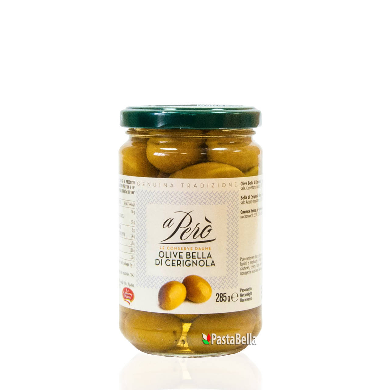 

Гигантские Итальянские Зеленые Оливки - "Olive Bella di Сerignola" 285g "aPerò" 314мл