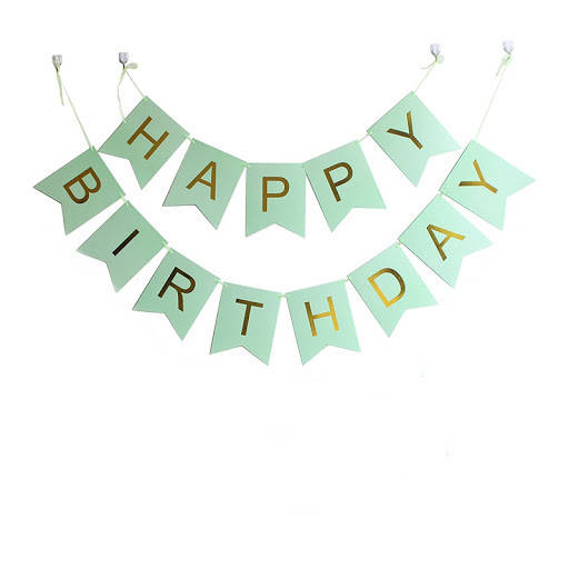 

Гирлянда-растяжка флажки Happy Birthday мятная