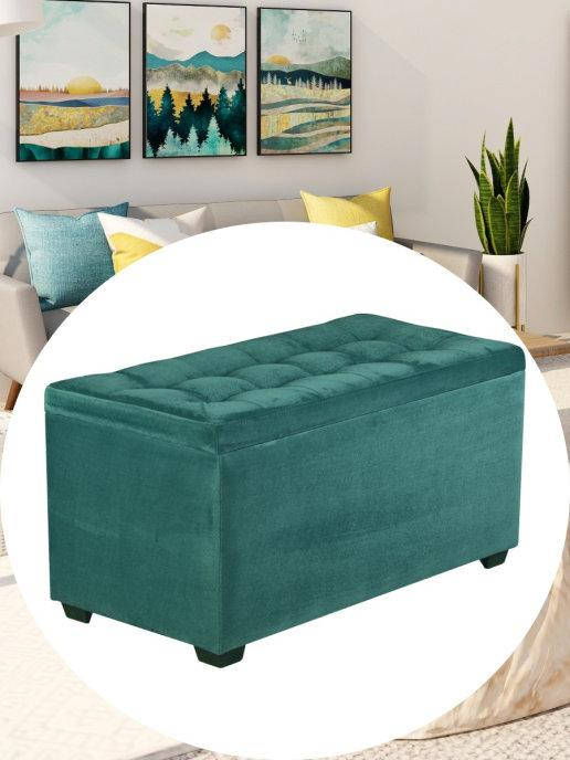 

Пуф Зеленый 800мм. с ящиком «Вирма 2 большая» пуфик, пуфики ,пуф кожзам, пуф экокожа, банкетка, банкетк, Бирюзовый