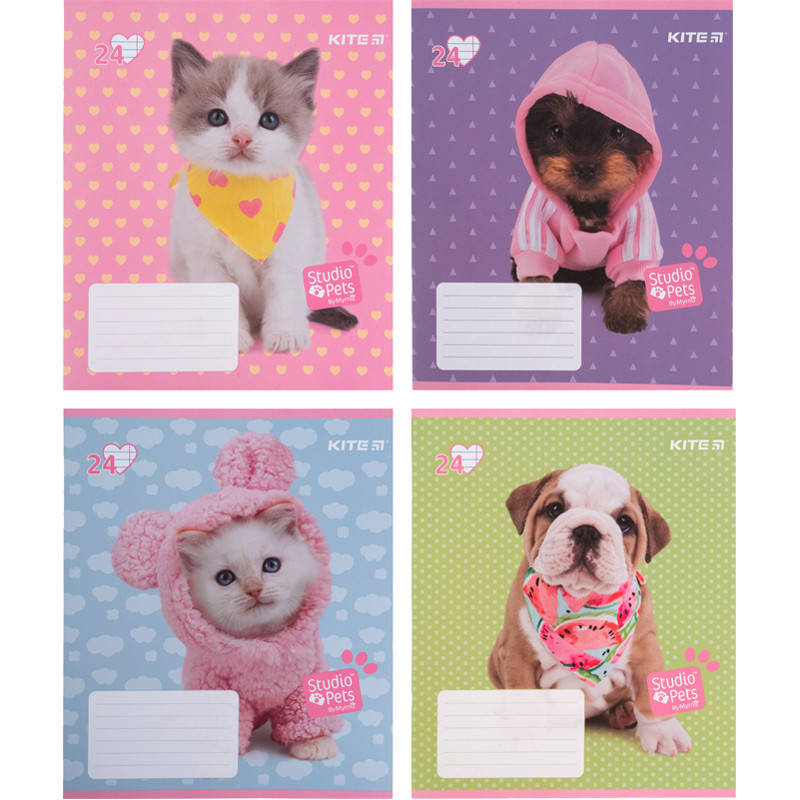 

Набор тетрадей ученических Kite Studio Pets SP21-239, 24 листа, в линию