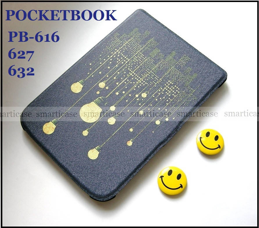 

Синий чехол обложка с рисунком для Pocketbook 616, 627, 632