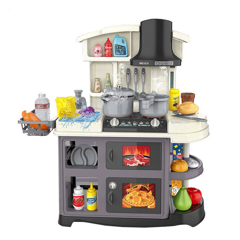 

Детская игровая интерактивная кухня Spraing Mist Kitchen с музыкой и светом 52 элемента серая