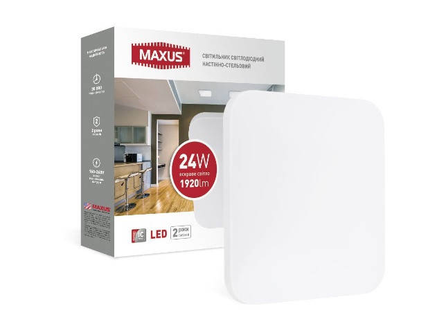 

Светильник настенно-потолочный светодиодный 24W Maxus Ceiling light 4100K S (квадрат)