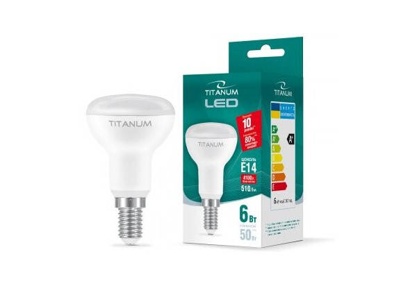

LED лампа TITANUM R50 6W E14 4100K 220В (TLR5006144)