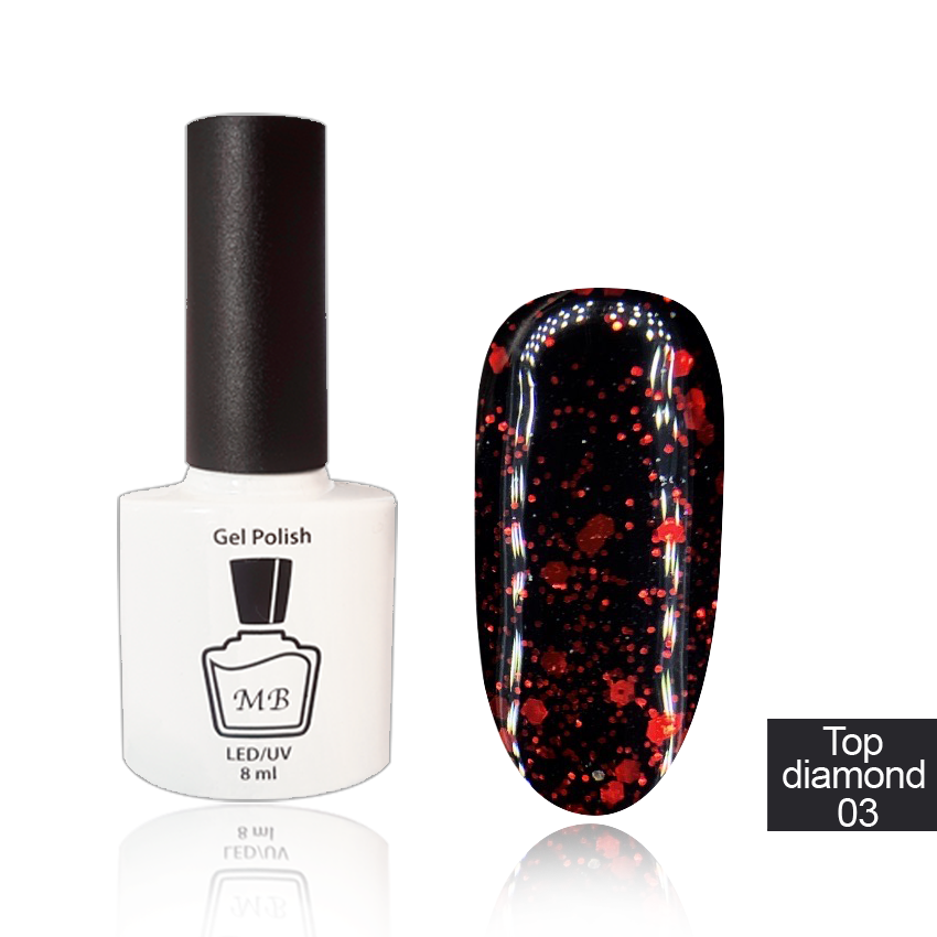 

MB Diamond Top 03 красный, глиттерный топ без липкого слоя, 8 мл