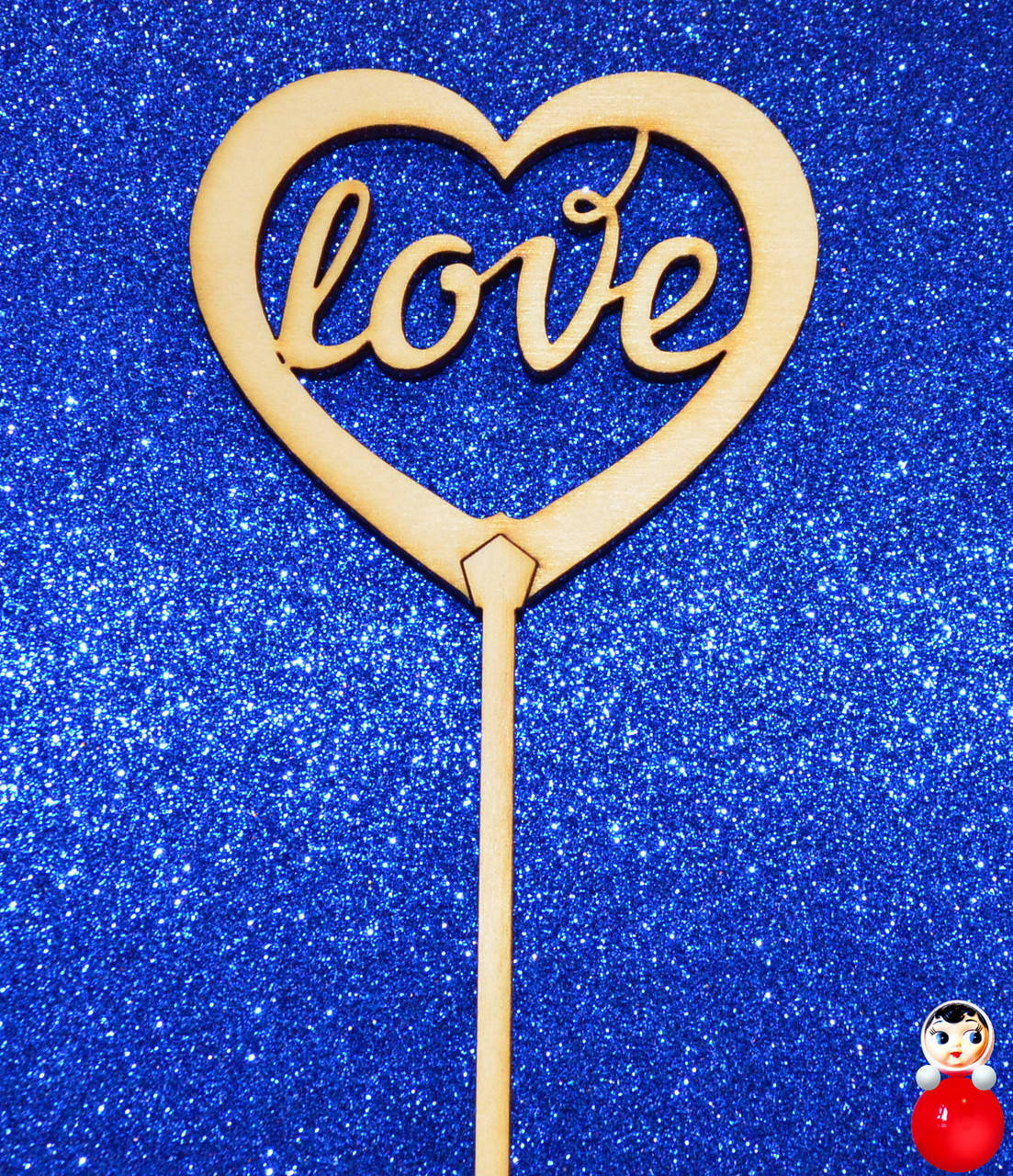 

ТОППЕР ДЕРЕВЯННЫЙ LOVE Любовь Сердце Топперы для Торта Топер дерев'яний из дерева на капкейки и торты, Натуральный