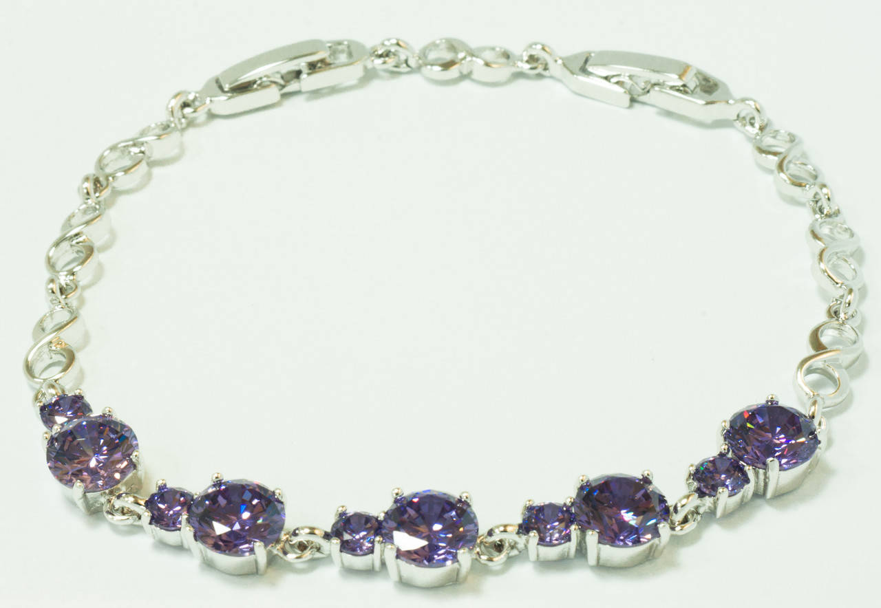 

Браслет Бесконечность с фиолетовым цирконием, 8 мм, р. 18, р. 21, родий