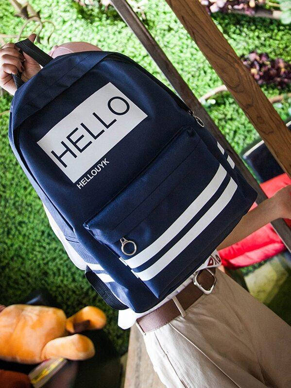 

Модный тканевый рюкзак с надписью Hello