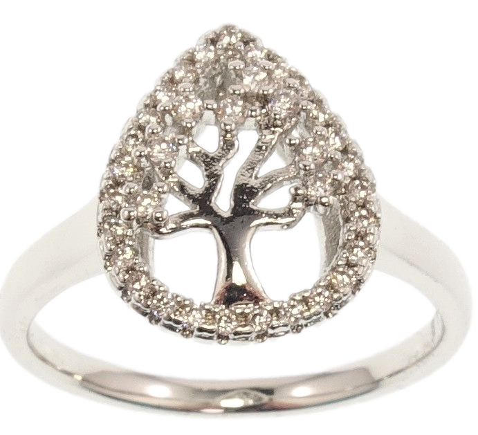 

Кольцо Xuping Родий "Капля с орнаментом дерево и инкрустацией цирконием" р.16,16.5,17