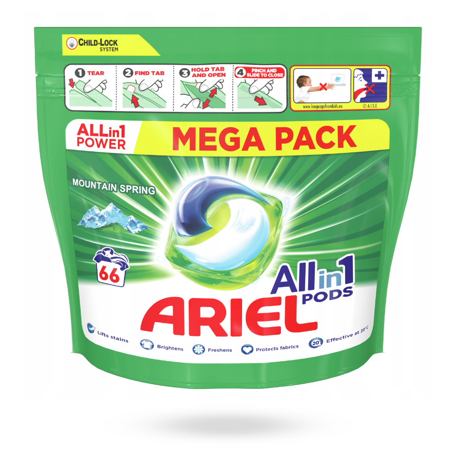 

Капсулы для стирки Ariel Pods All in 1 Горный родник 66 шт