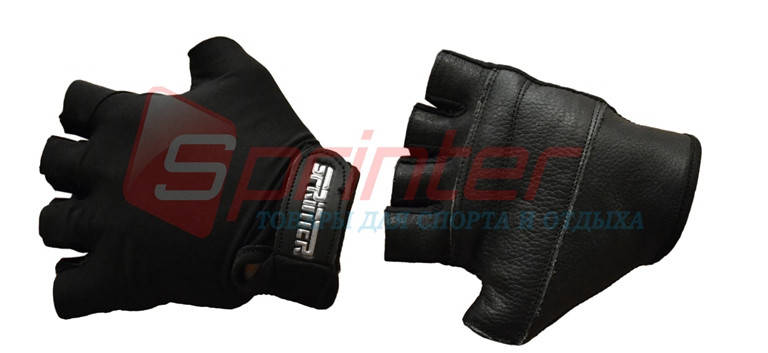 

Перчатки без пальцев эластик, кожа S