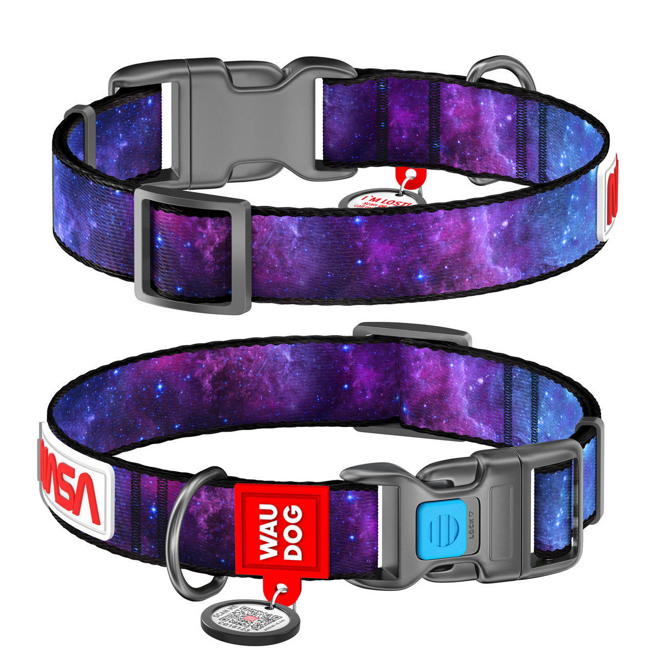 

Waudog Nylon ошейник "NASA21" с QR-паспортом (23-35см)