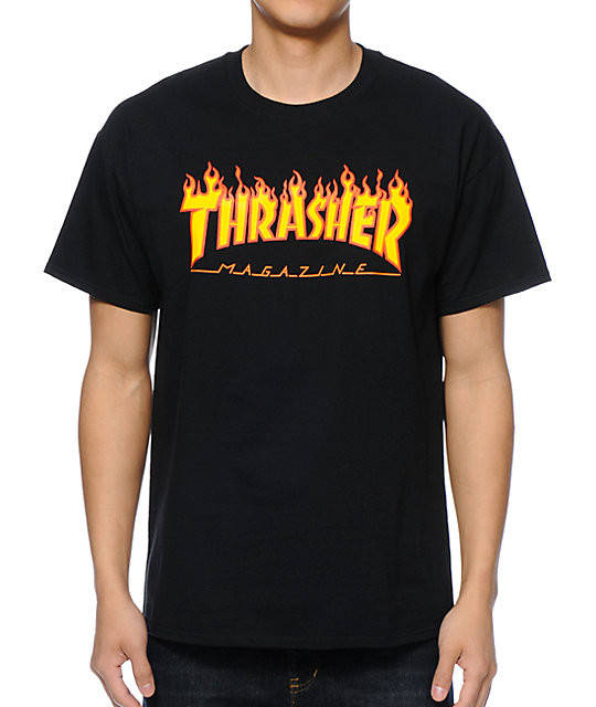 

Футболка Thrasher Flame черная с логотипом, унисекс (мужская, женская, детская)