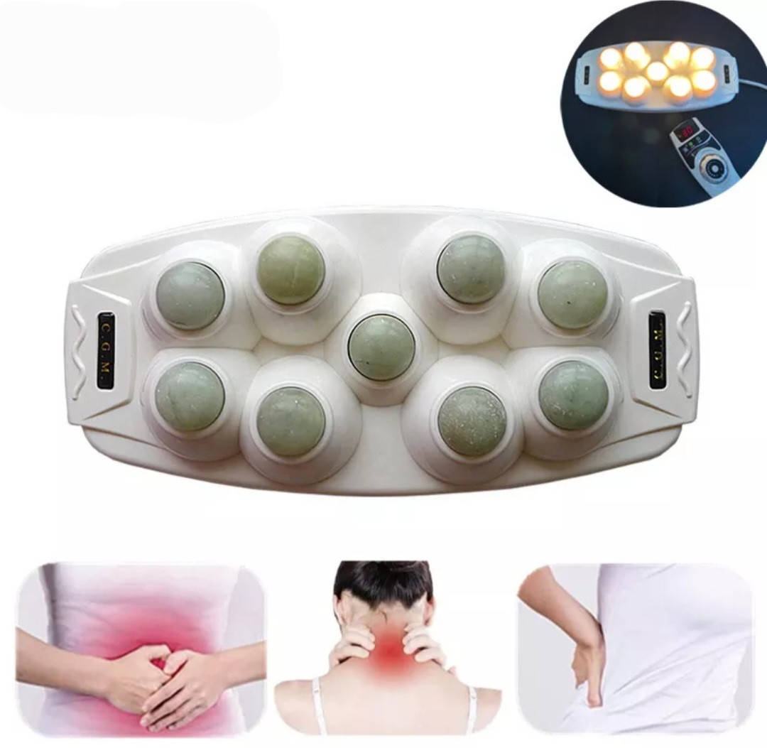 

Физиотерапевтический лечебный массажер для теплотерапии с 9 камнями из натурального нефрита для тела, Белый