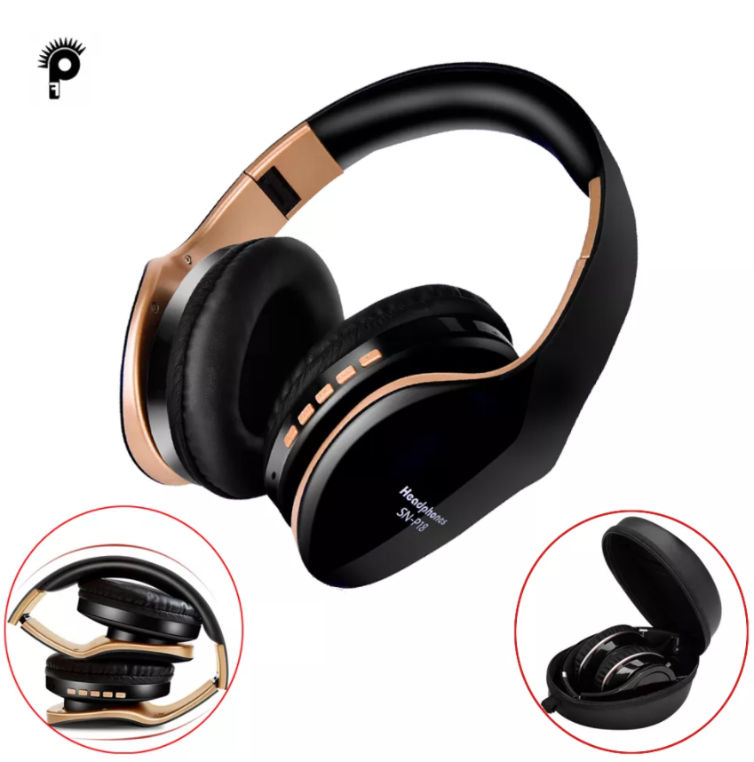 

Наушники и гарнитура беспроводные Bluetooth блютуз большие + чехол S2G MP3 плеер, FM. Бездротові навушники, Черный