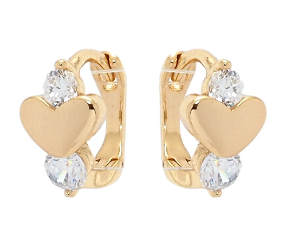 

Серьги детские Xuping Позолота 18K колечки "Сердечки с цирконием"