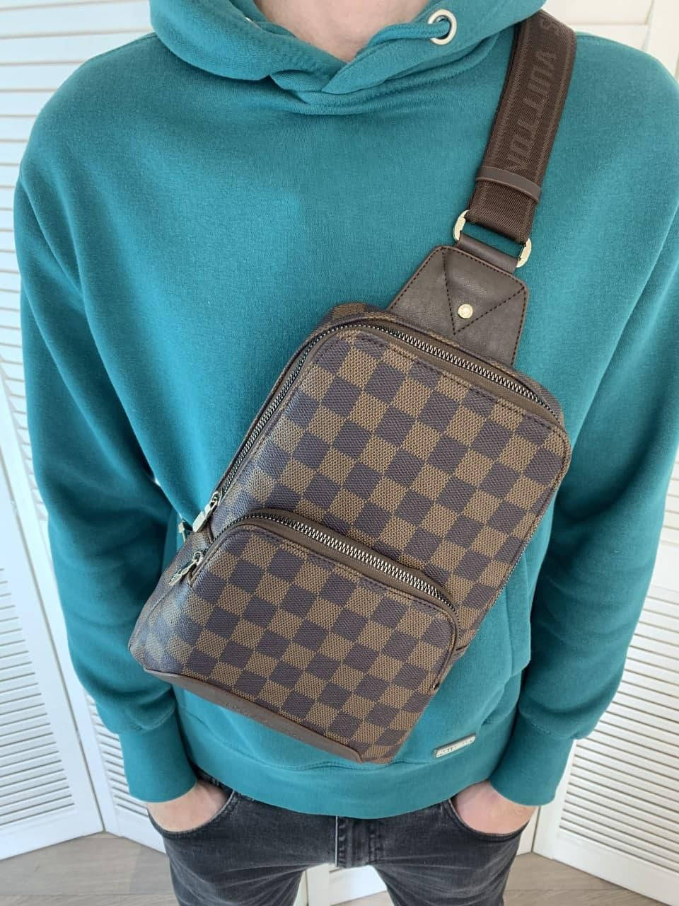 

Мужская сумка через плечо слинг Louis Vuitton коричневая кожзам КАЧЕСТВО ТОП!!!, Коричневый