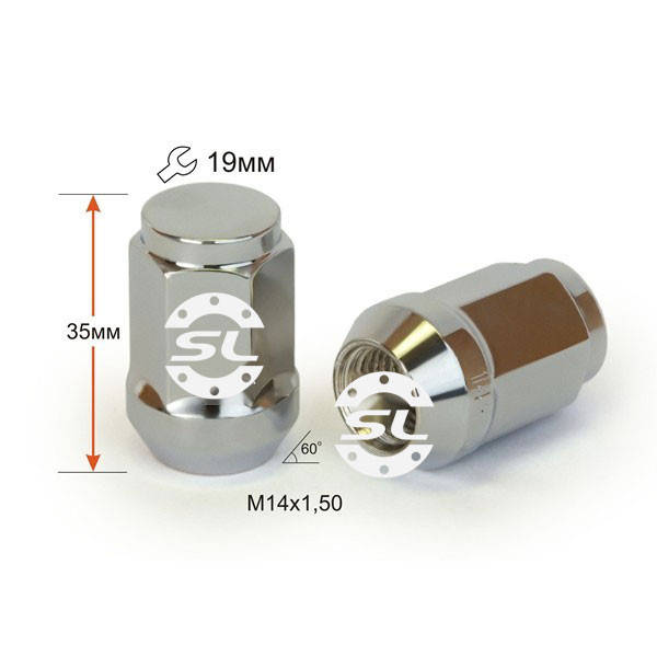 

Гайка колёсная М14х1,5х35мм (Ssang Yong,Chevrolet,Dodge) Конус Хром ключ 19