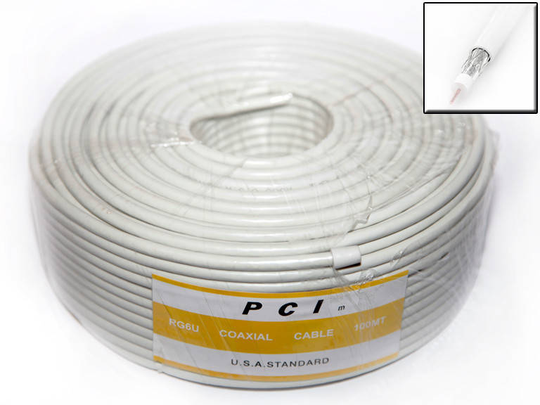 

Абонентский коаксиальный кабель PCI RG-6 белый 100м