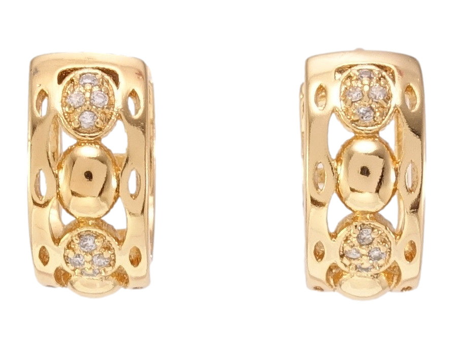 

Серьги Xuping Позолота 18K колечки "Декоративный орнамент овалами с цирконием"