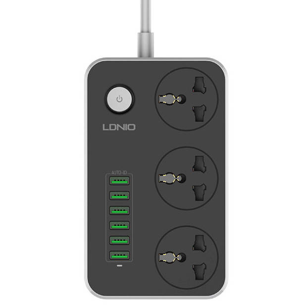 

Сетевой удлинитель с USB портами Ldnio SE3604, 3 розетки, 1.6м, черный