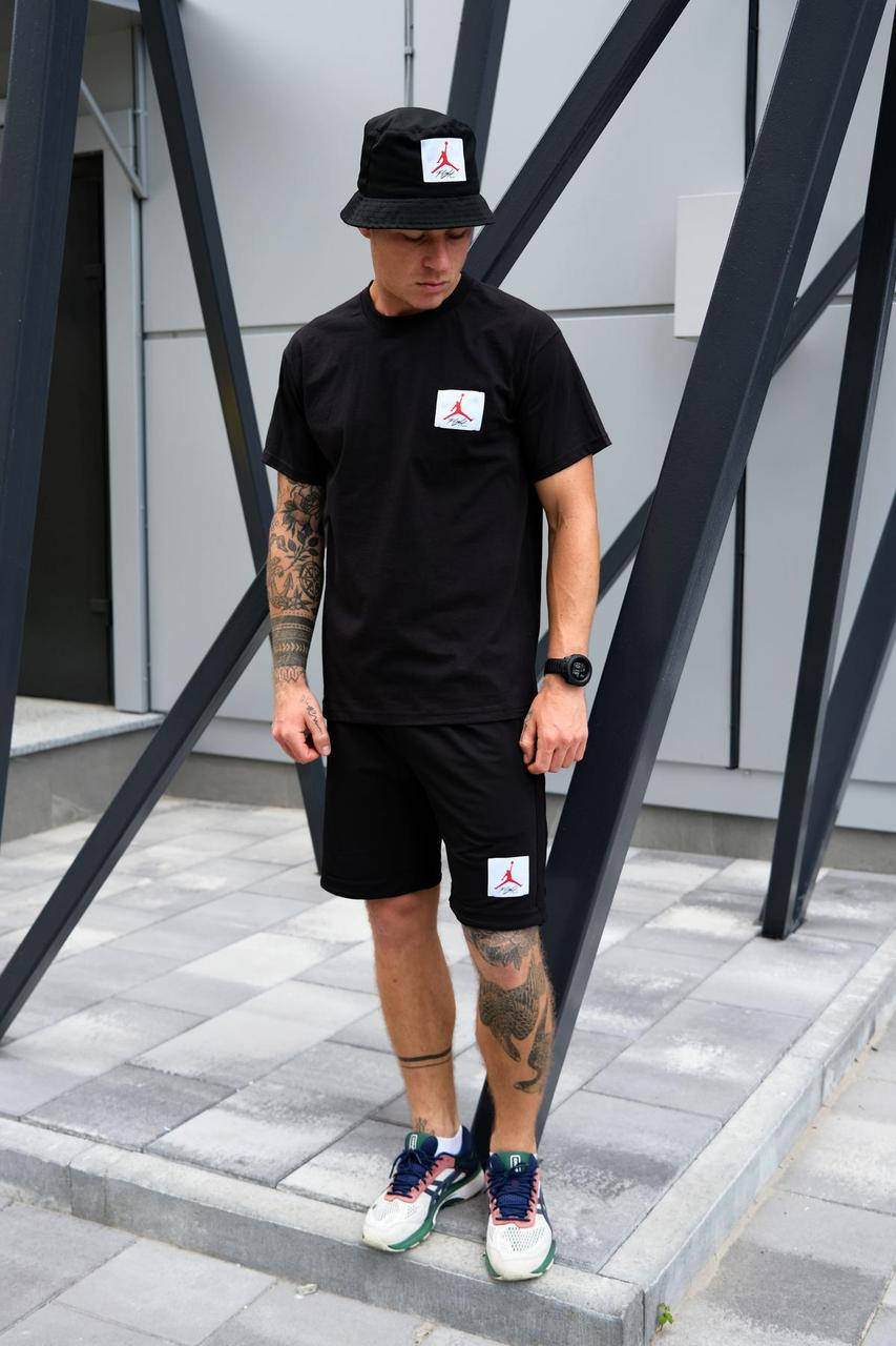 

№1 Комплект Jordan Flight Summer Set (чорна панама, ЧОРНА футболка, чорні шорти) TOR