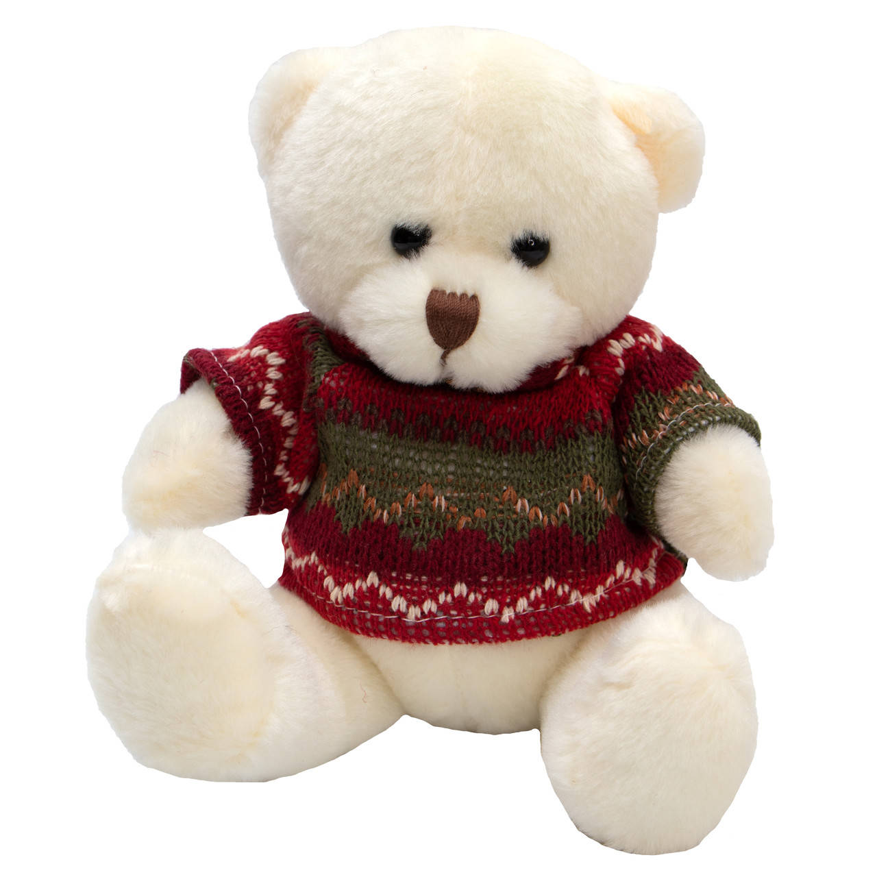 

Мягкая игрушка - медвежонок в свитере, 15 см, белый, мех искусственный (395018)