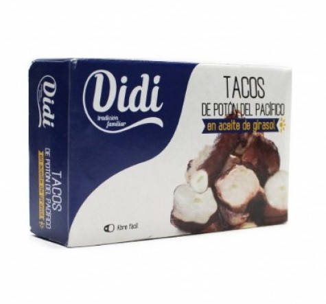 

Осьминог в Подсолнечном Масле Диди Tacos de Poton Del Pacifico en aceite de Girasol Didi 110 г Испания
