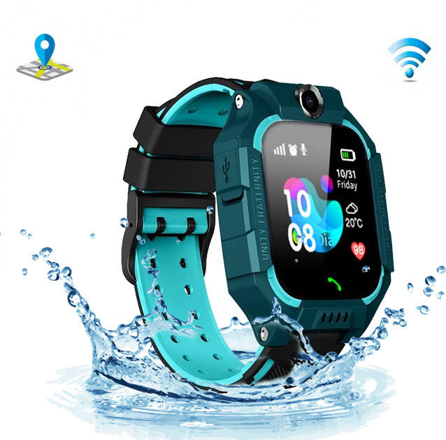 

Прочные Детские смарт умные часы телефон с GPS и камерой и прослушкой Smart baby watch Q19 голубые MND