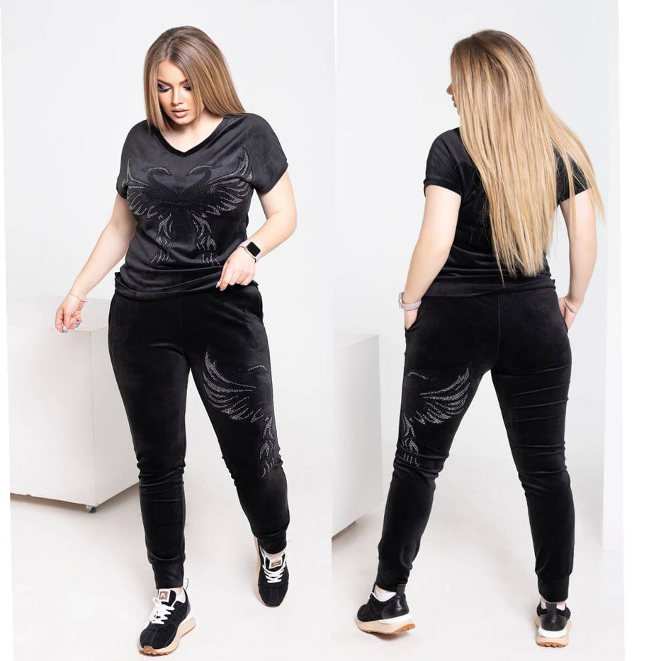 

Спортивный велюровый костюм со стразами phoenix, Черный