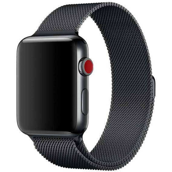 

Milanese loop apple watch 42/44/45 mm - black №2, ремешок Миланская петля, металлический