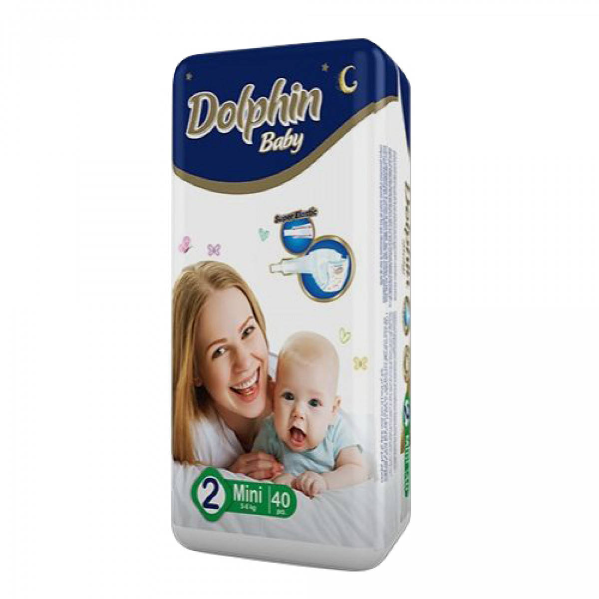 

Подгузники детские Dolphin 2 Mini 3-6кг 40 шт., Белый