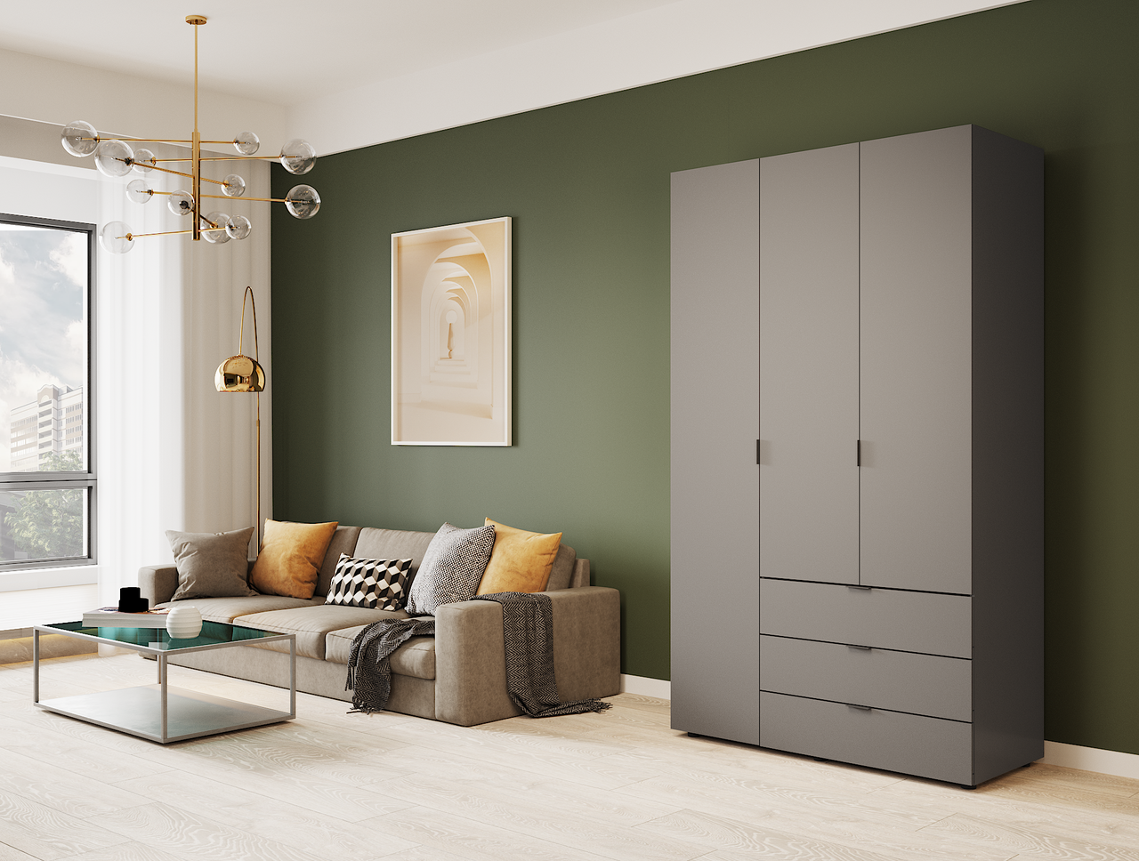 Розпашна Шафа для одягу Doros Гелар Графіт 3 ДСП 116,2х49,5х203,4 (80737074) 4