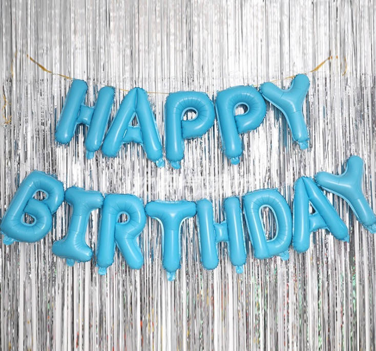 

Фольгированные буквы голубые HAPPY BIRTHDAY, 40 см, Голубой