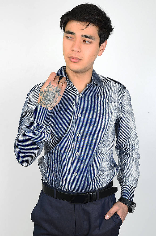 

Рубашка мужская синяя ZOOR 140127M