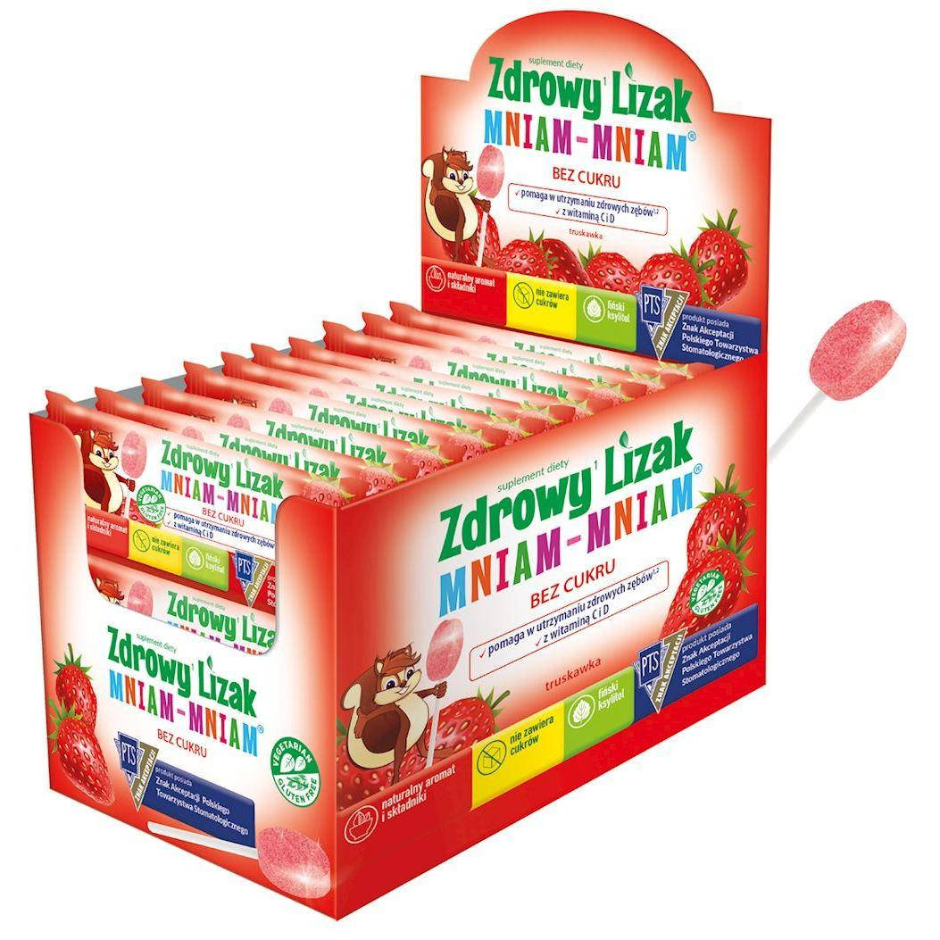 

Здоровый леденец “Mniam-Mniam” со вкусом клубники без сахара Zdrowy Lizak