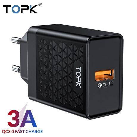 

Сетевое зарядное устройство Topk Qualcomm Quick Charge 3.0 18W USB, Черный