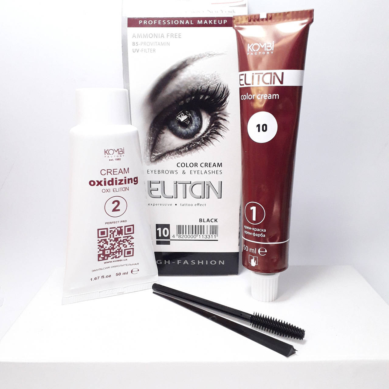 

Крем-краска для бровей ELITAN PROFESSIONAL №10 Черная эффект татуажа Элитан